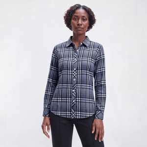 Plus Size Hasting & Smith Long Sleeve Plaid Flannel - Blizzard